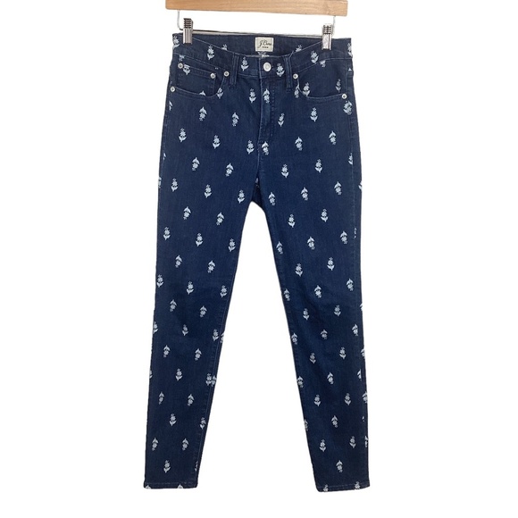 J Crew 9”‎ High Rise Toothpick Jeans size 28 Floral print - Picture 1 of 11